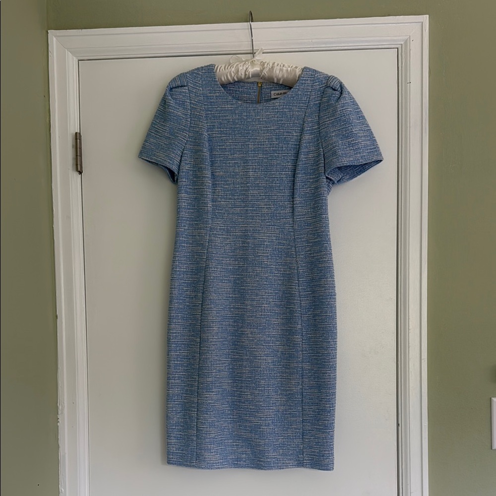 Calvin Klein Tweed Short-Sleeve Sheath Dress, size 12 P